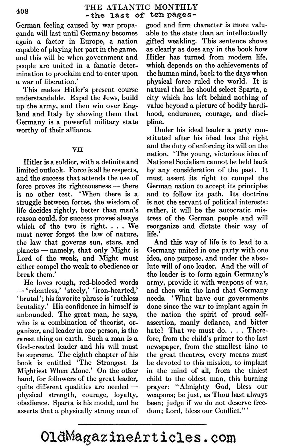 The Review of Mein Kampf (Atlantic Monthly, 1933)